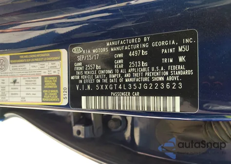 2018 Kia Optima Lx from USA, damaged, VIN 5XXGT4L35JG223623